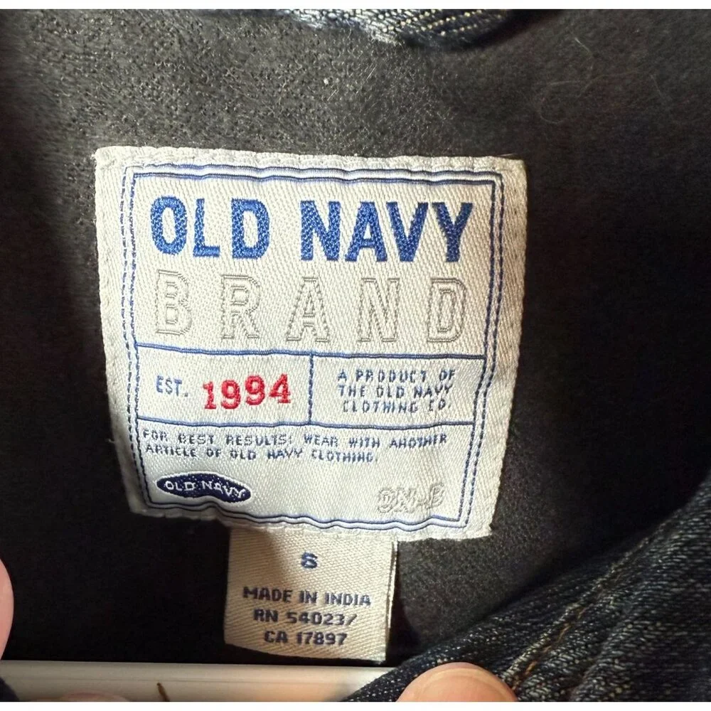 VTG‎ Old Navy Girls Lined Jean Jacket Small Zip Up Pockets Chores Fall Utility